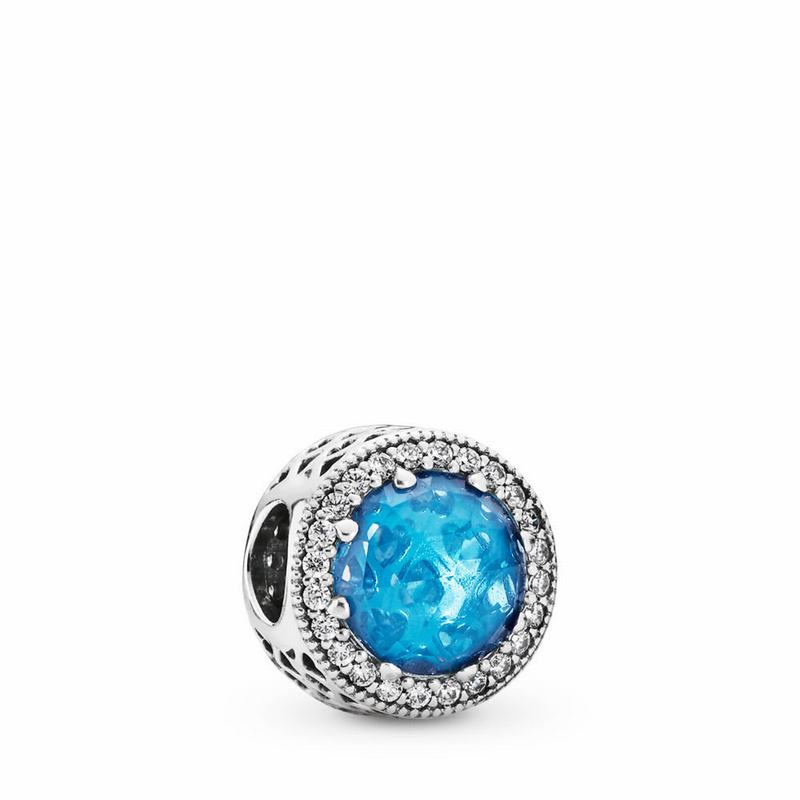 Pandora Radiant Hearts Charm - Sterling Silver/Blue/Mixed Stones/Cubic Zirconia - Canada | AR8886CT